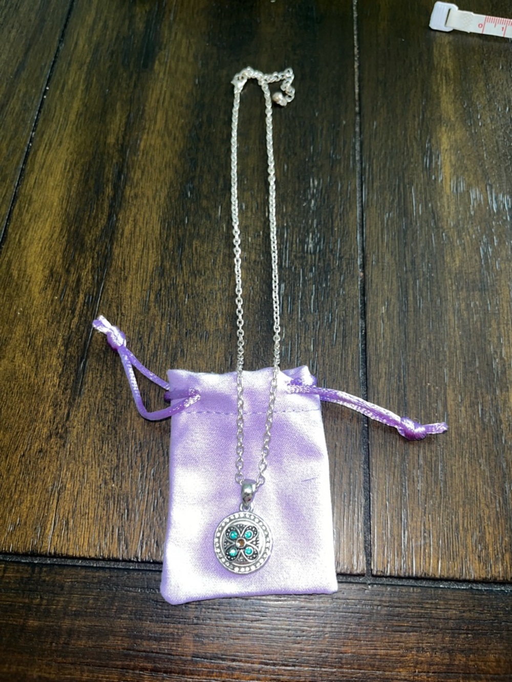 Petite Ginger Snap Silvertone Necklace W/ Multi Colored Stones